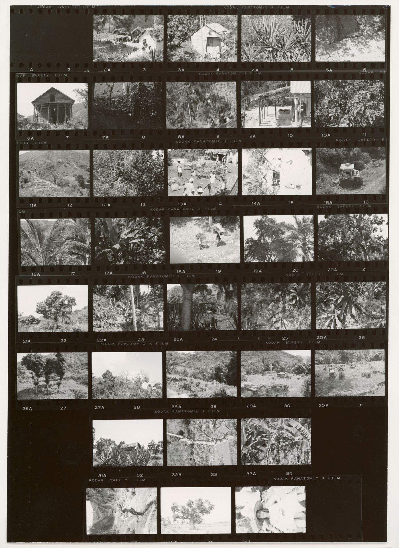 Contact sheet of buildings, landscape views and people, Haiti