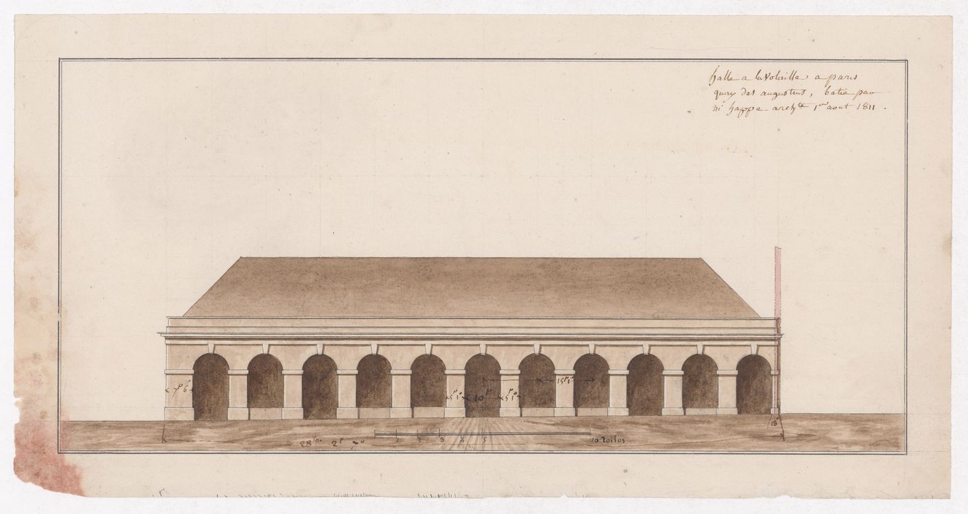 Elevation for Halle à la Volaille à Paris, Quay des Augustus