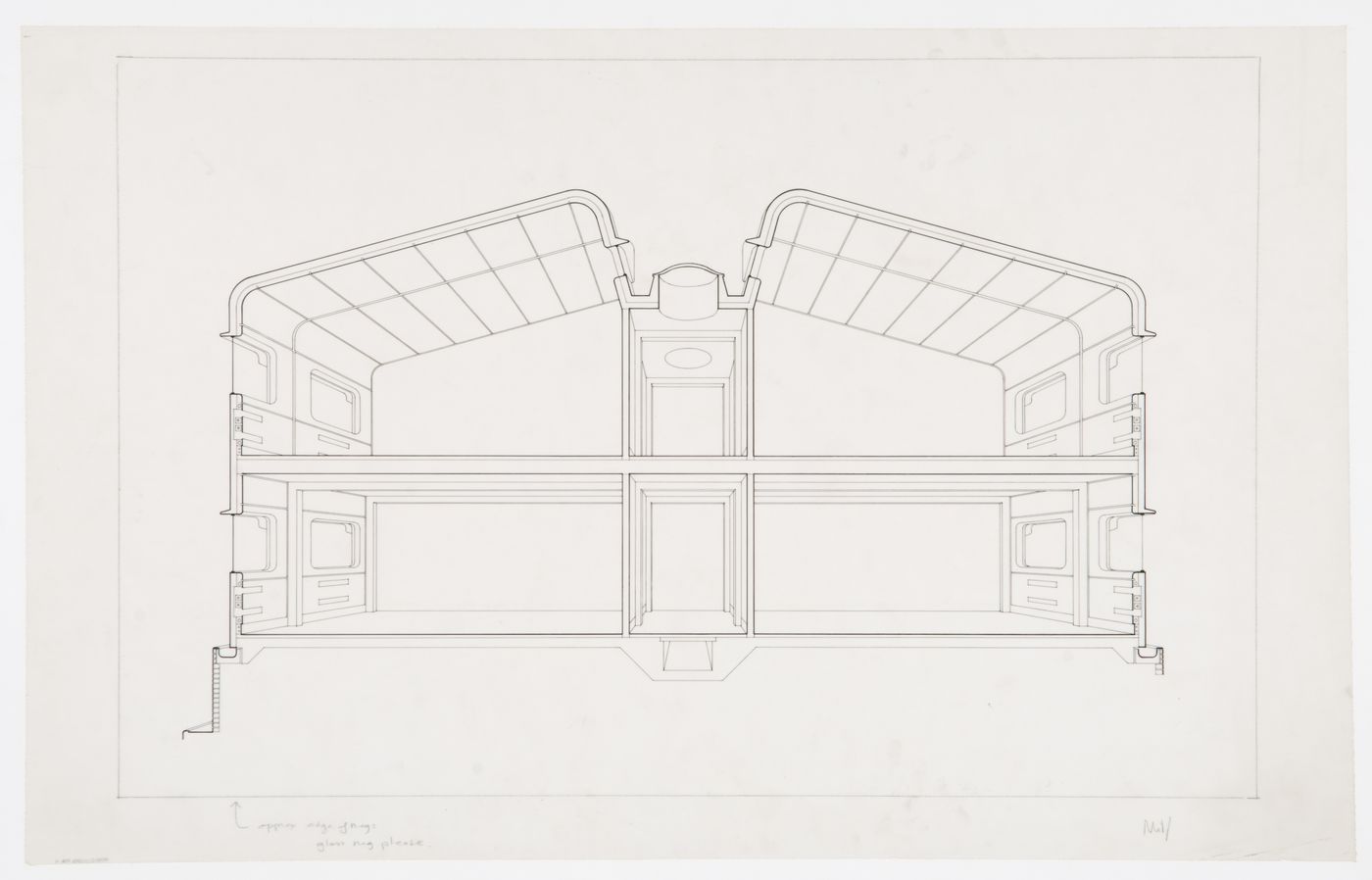 Olivetti Training Centre, Haslemere, England: sectional perspective