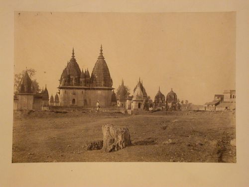 View of an unidentified temple surrounded by multiple shrines, India