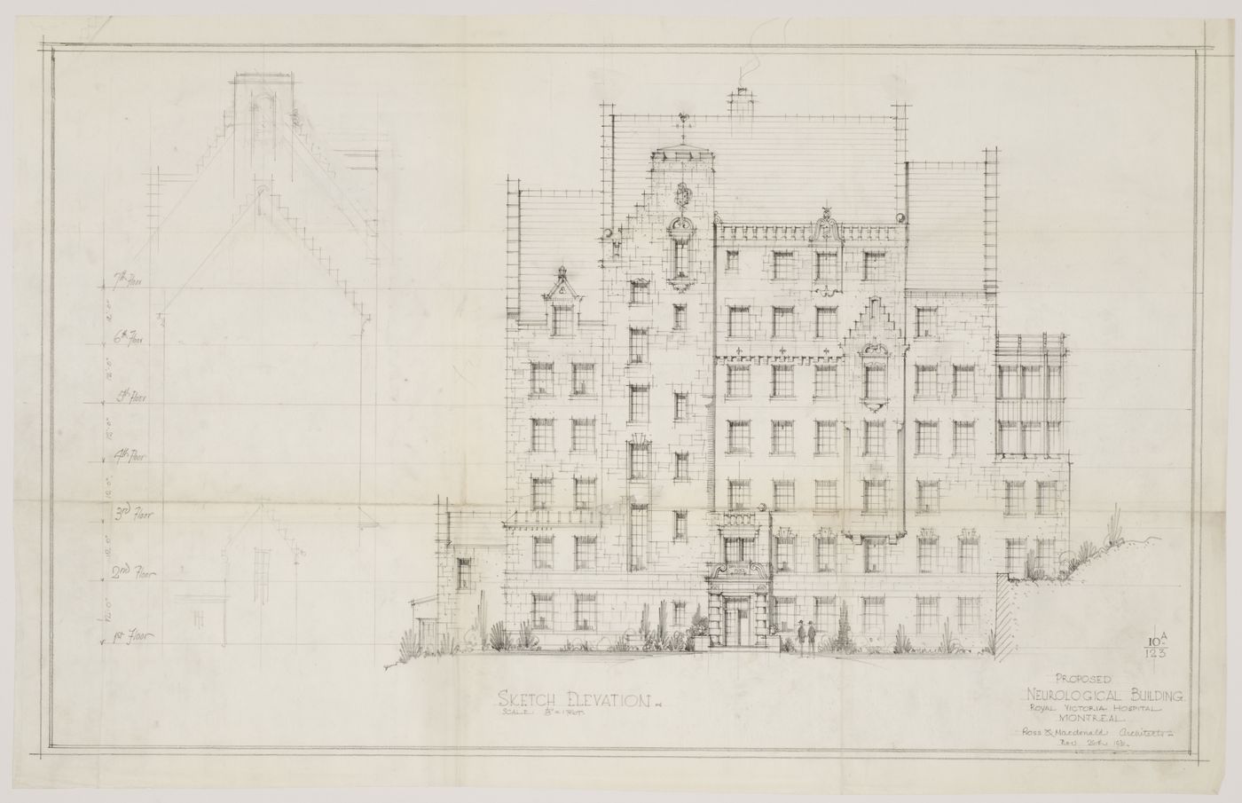 Montréal Neurological Institute, Montréal, Québec: elevation and section