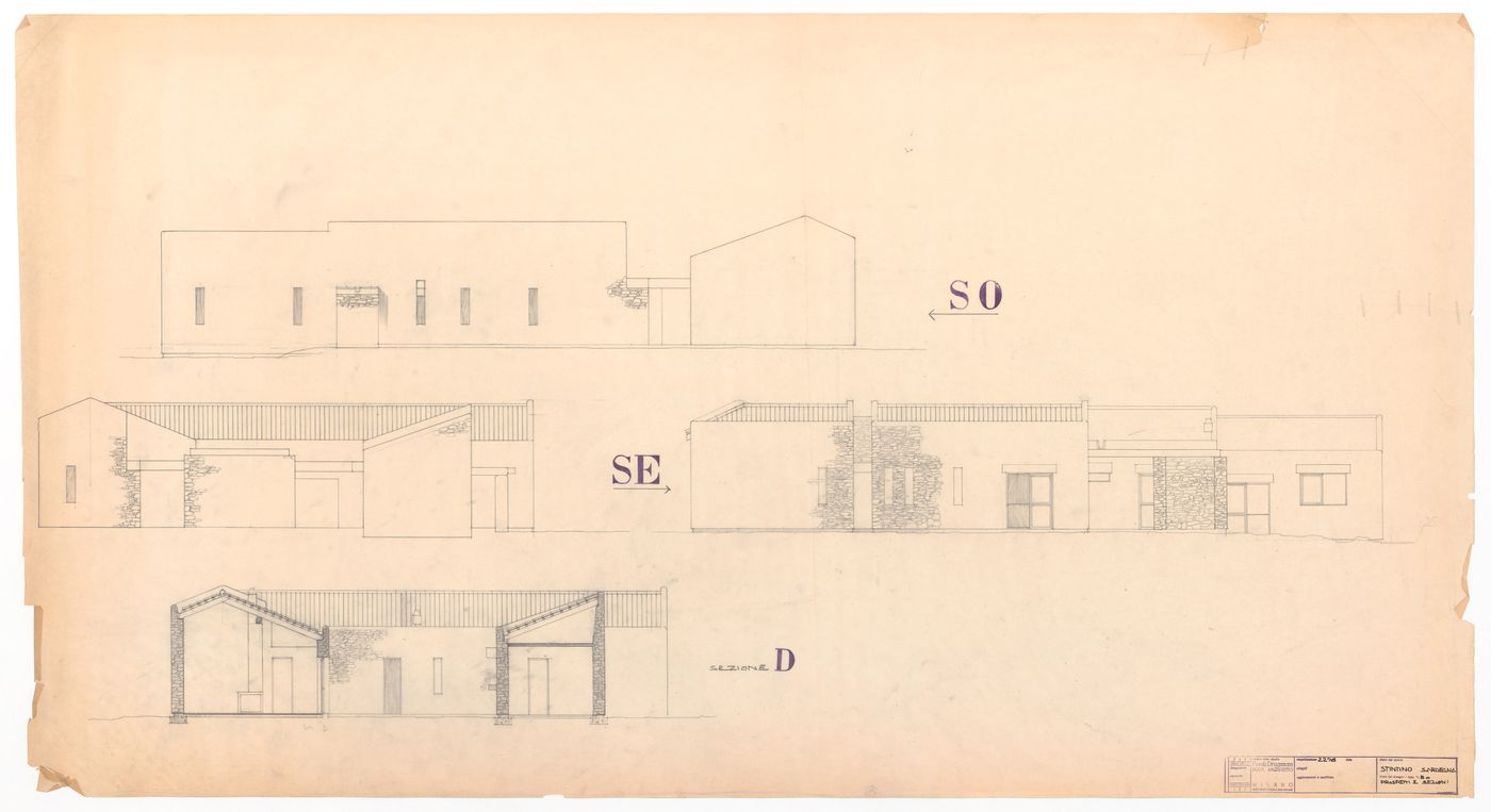Sections and elevation for Case Di Palma, Stintino, Italy