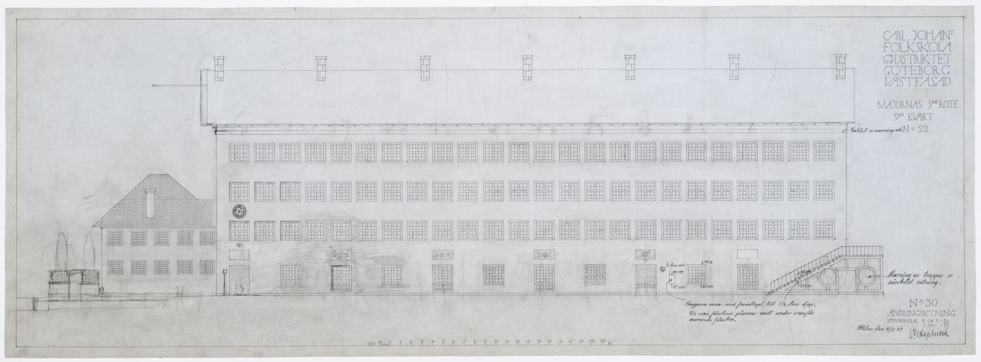 West elevation for Karl Johansskolan, Göteborg, Sweden