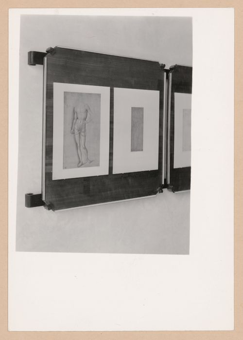 Close-up view of two drawings, exhibition room, Gabinetto disegni e stampe degli Uffizi, Galleria degli Uffizi, Florence, Italy