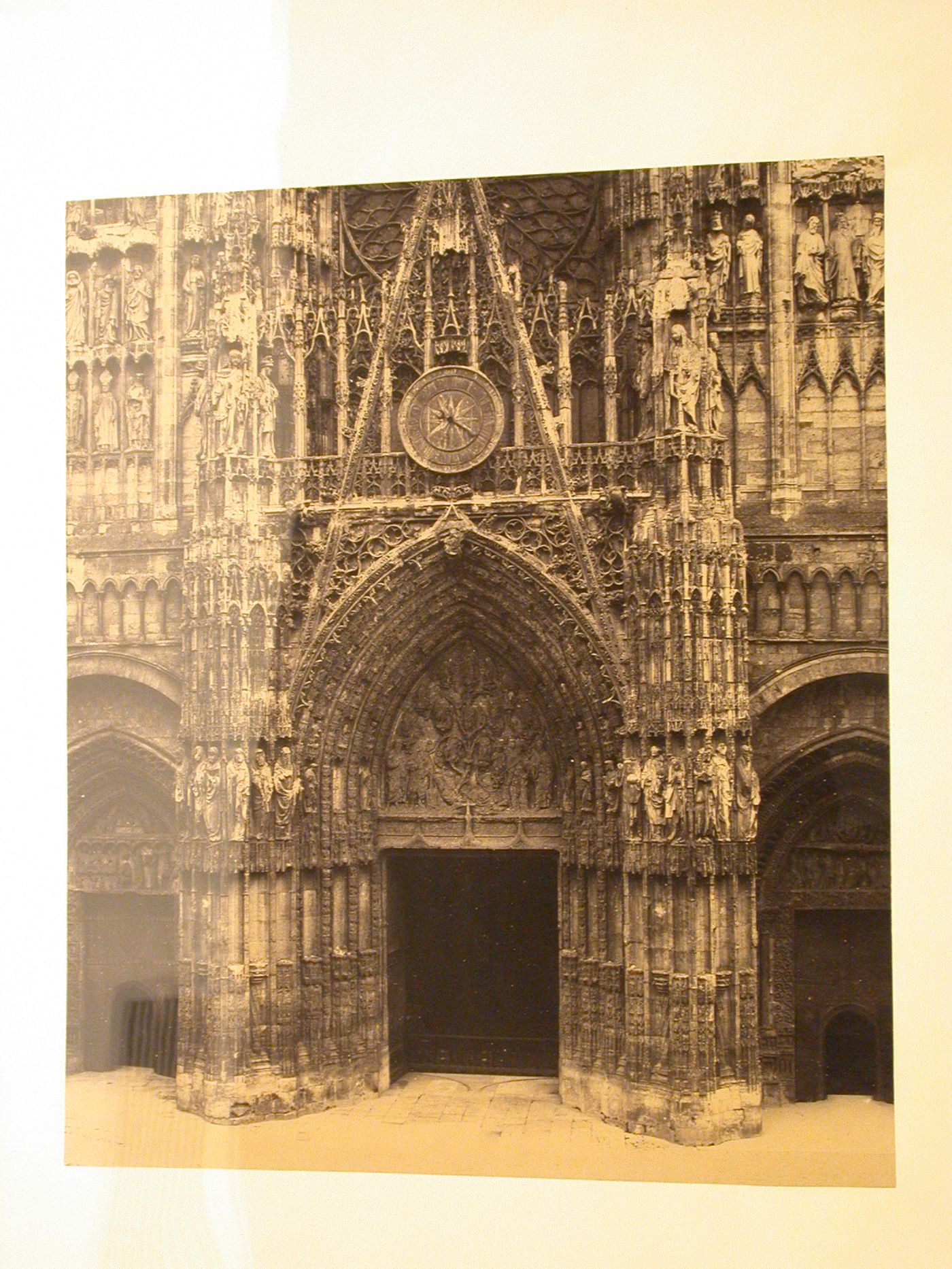 Detail of central portal, west façade, Rouen Cathedral, Rouen, France