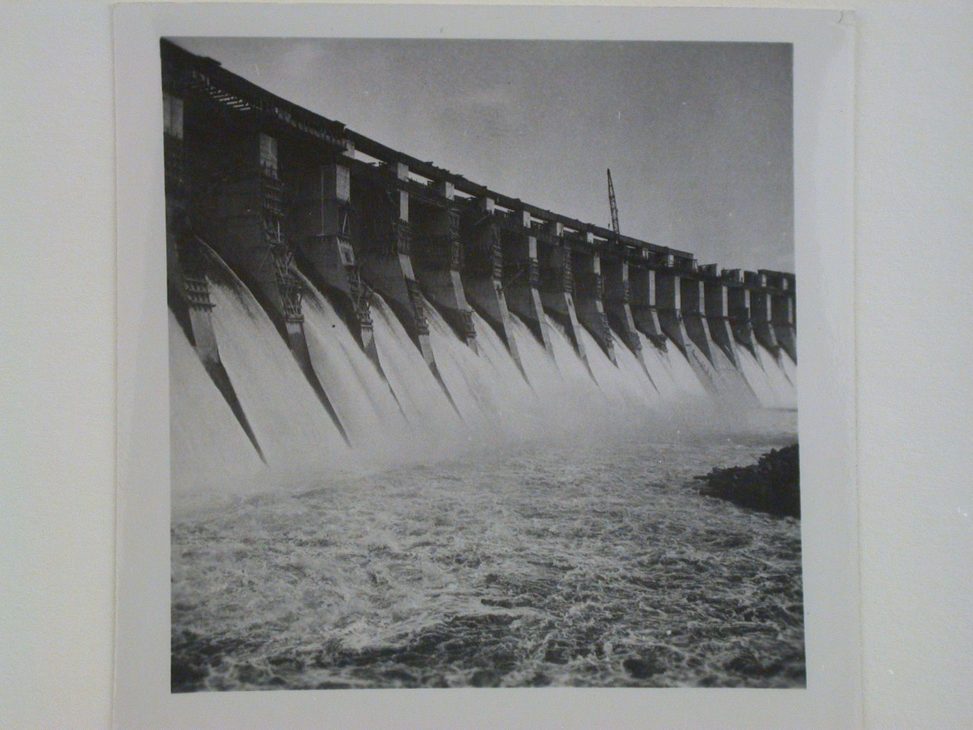 View of Dnieper Hydroelectric Power Station dam, Zaporozhe, Soviet Union (now in Ukraine)