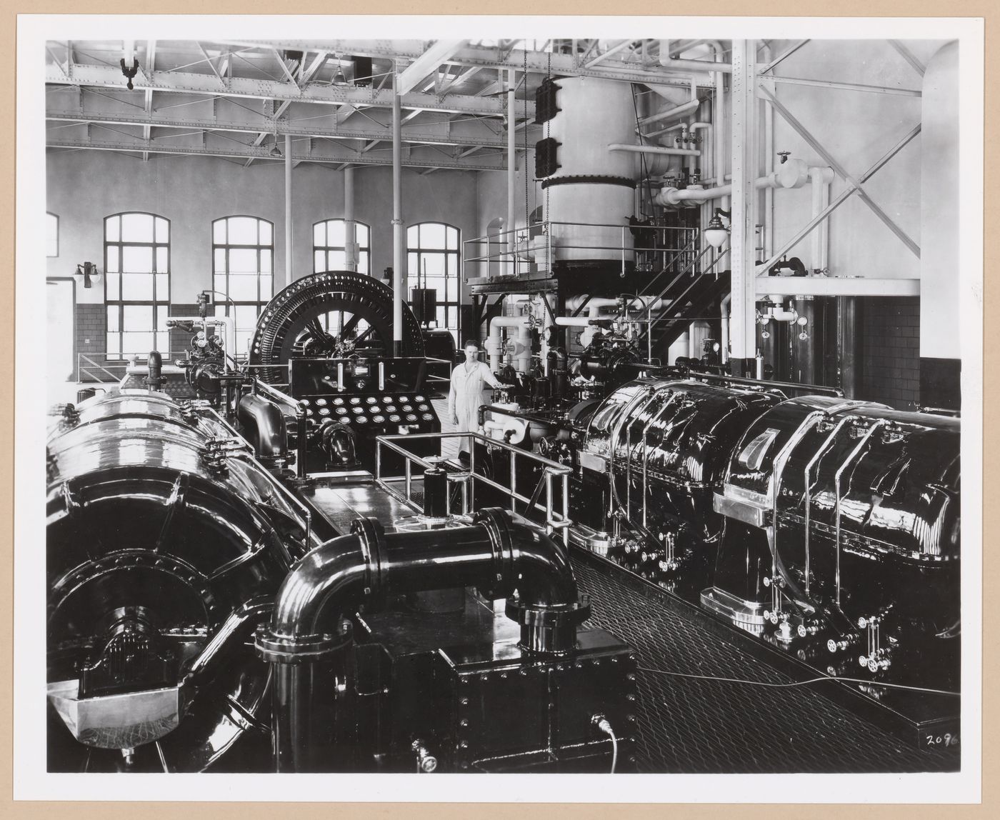 Interior view of machinery in the Power House for the Engineering Laboratory, Rouge River Plant, Ford Motor Company, Dearborn, Michigan