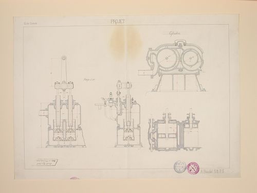 Student engineering drawing: Cylinders and air pump