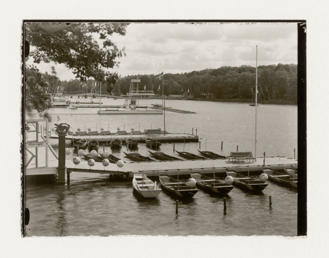 View of the Stockholm Exhibition of 1930 showing the piers and a bridge, Stockholm