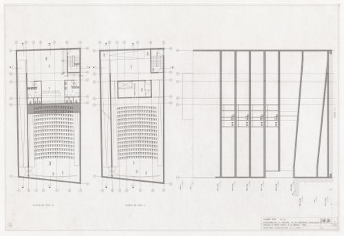 Floor plans and section for Remodelação do Cinema Condes, Lisbon, Portugal