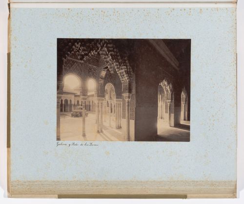 View of the Court of the Lions, facing east, from Hall of the Boat, Alhambra, Granada, Spain
