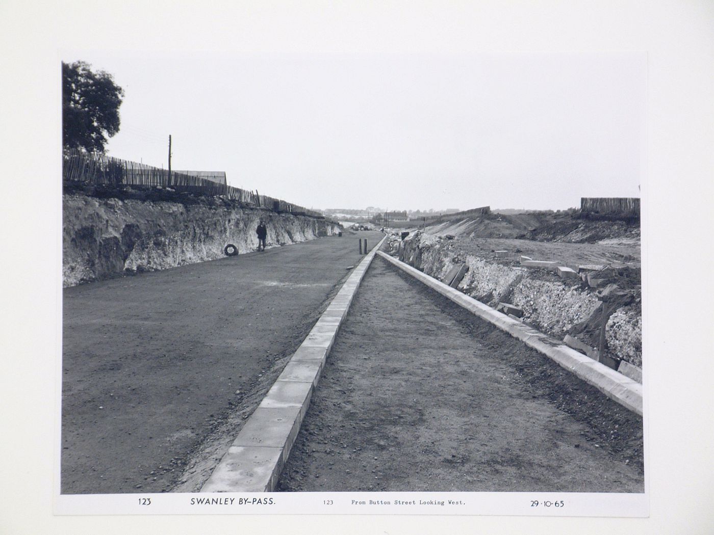 View from Button Street looking west, during construction of the Swanley Bypass, England