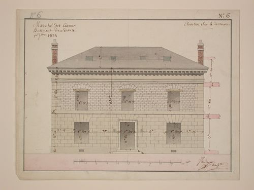 Elevation for service building, Marché des Carmes, Paris