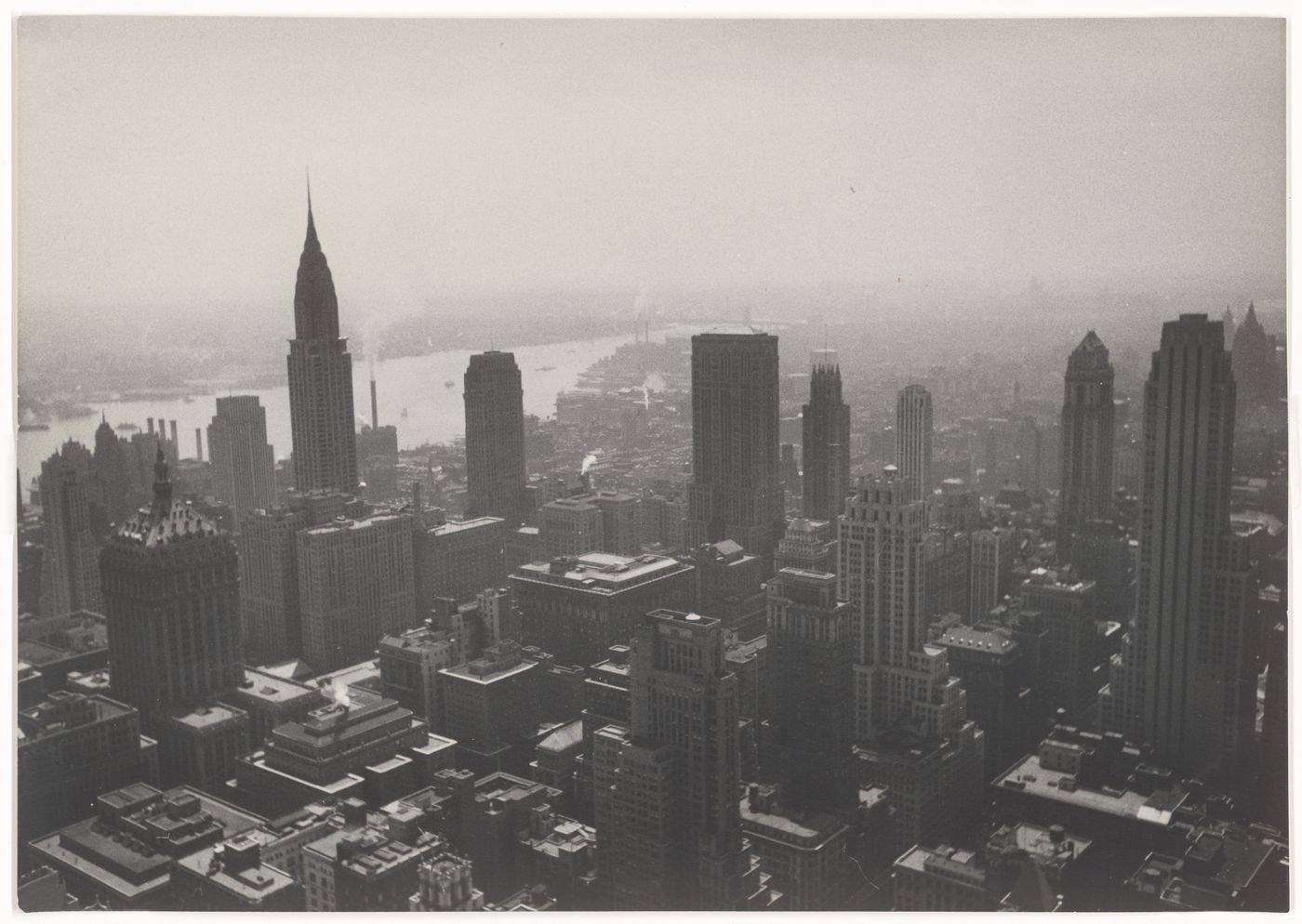 View of Lower Manhattan showing skyscrapers and high-rise buildings with Upper Bay in the foreground, New York City, New York