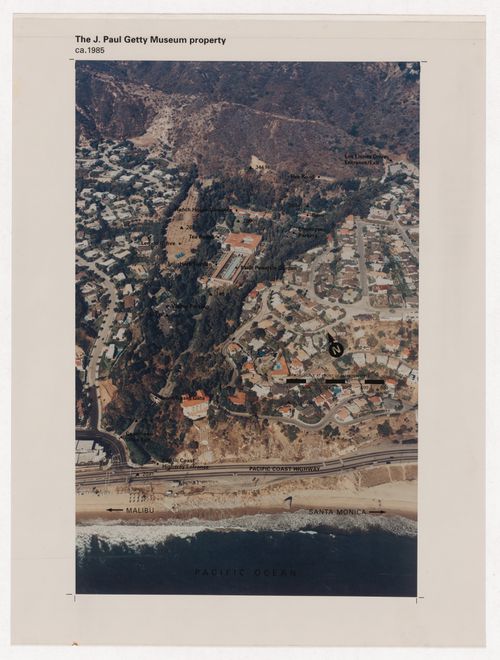 Aerial view for Museu J. Paul Getty, Malibu, United States