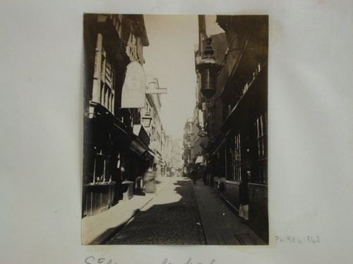 Saint Mary le port [?], view looking down ship-lines street, Bristol, England