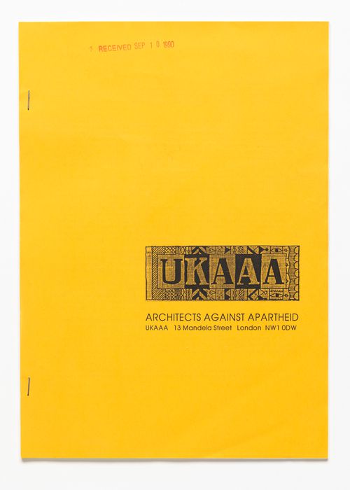 Publication of the UKAAA (United Kingdom Architects Against Apartheid)