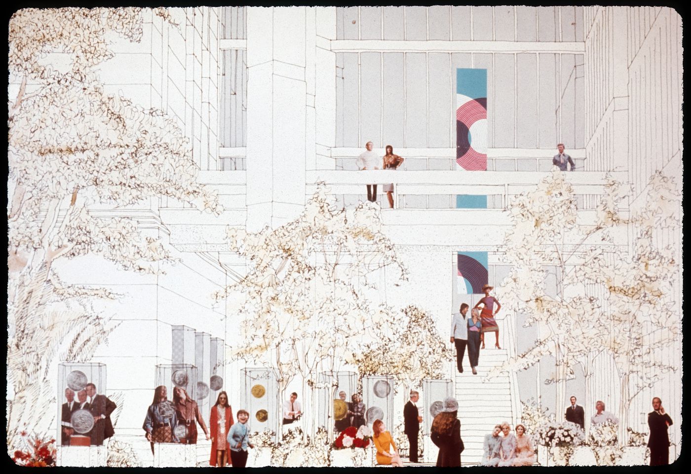 Garden court perspective for Bank of Canada Building, Ottawa, Ontario