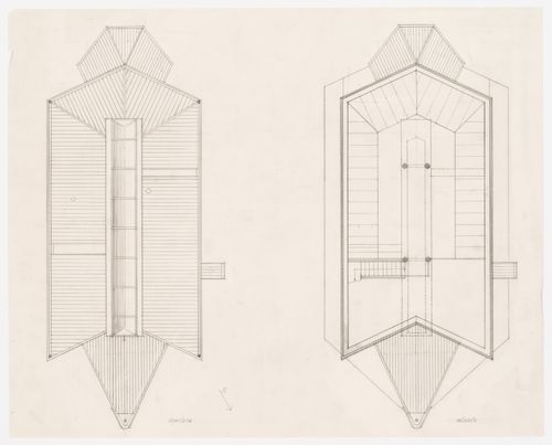 Plans of the roof and first floor for Casa Ferrario, Osmate, Italy
