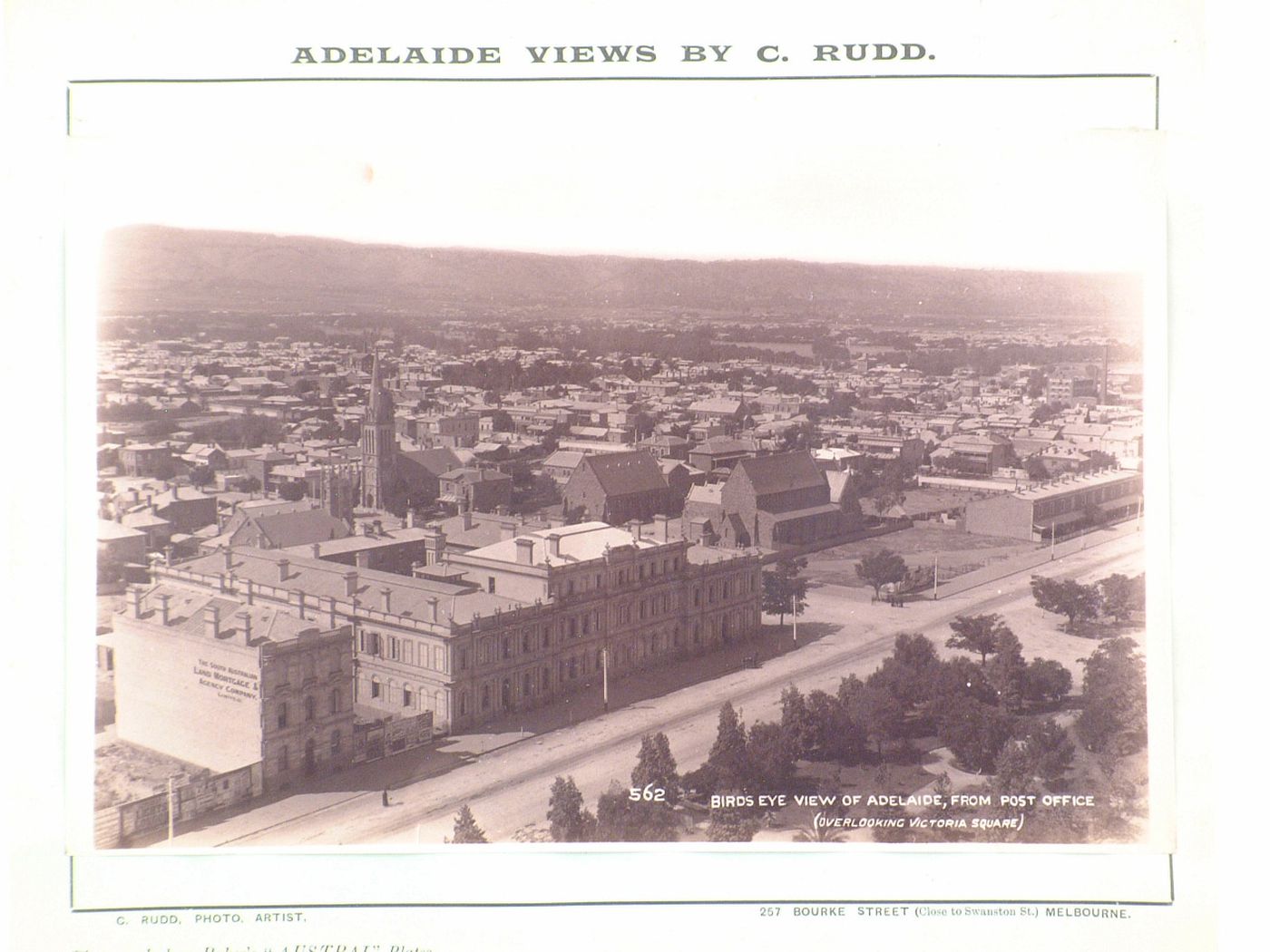 View of Adelaide from the tower of the Post Office showing Victoria Square, Australia