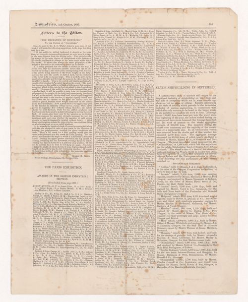 Detached sheet from article 'Industries' on the central girders of the Forth Bridge