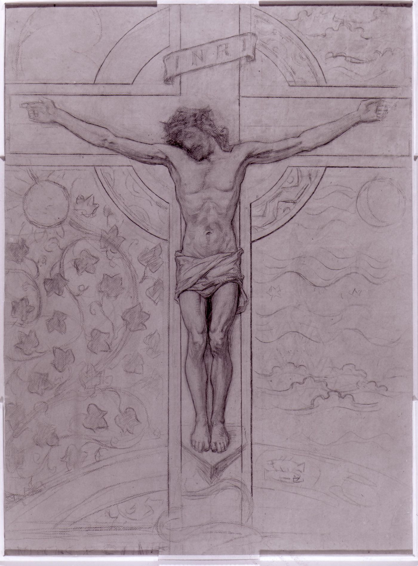 Drawing for a crucifix for the baptistery for Notre-Dame de Montréal