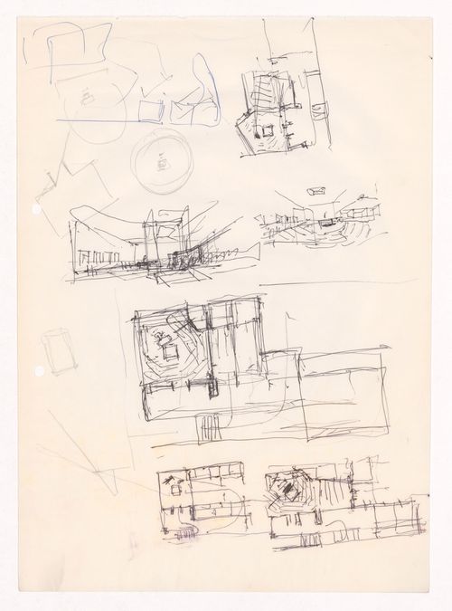 Sketch floor plans and perspectives for Capela em Rio Tinto, Gondomar, Portugal