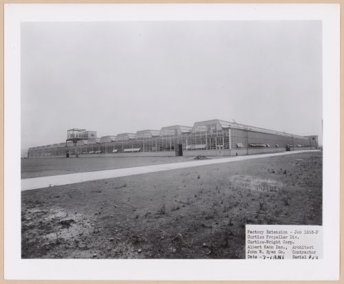 View of the principal and lateral façades of the addition to the Assembly Building, Curtiss-Wright Corporation Propeller division Assembly Plant, Caldwell, New Jersey