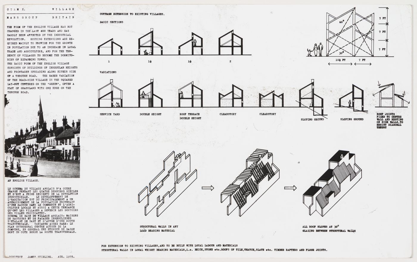 View of presentation drawing for Village housing, CIAM X