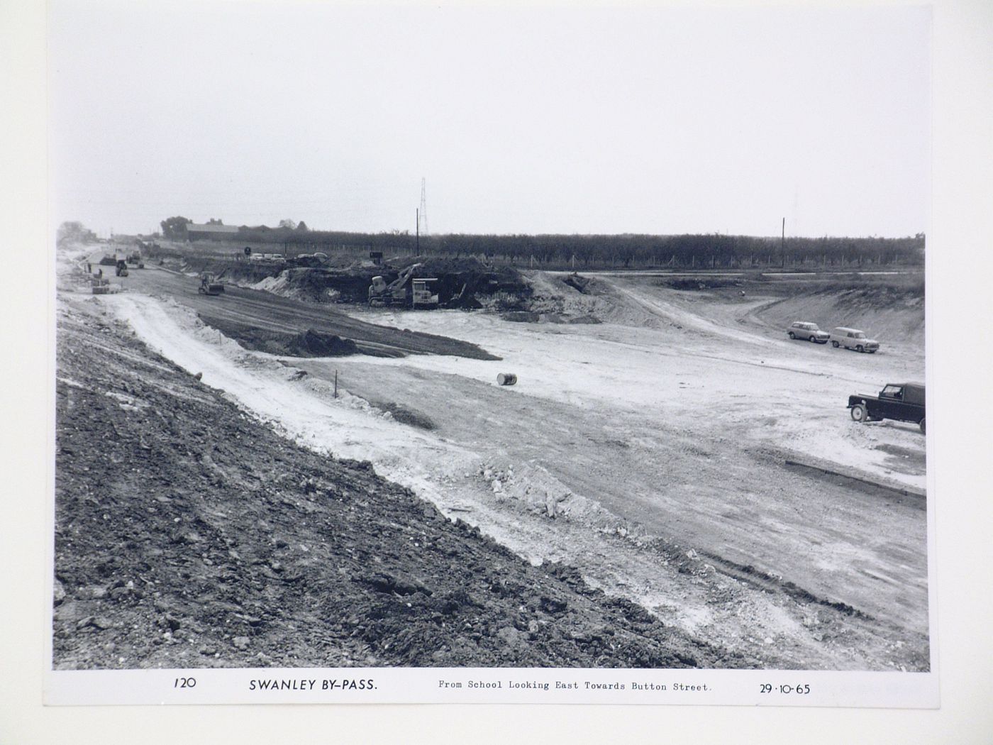 View from School looking east towards Button Street, during construction of the Swanley Bypass, England