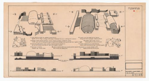 Fun Palace: perspectives and elevations of typical layout for the pilot project, Camden Town