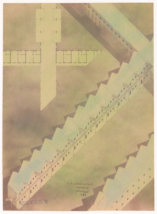 Plan and axonometric for Centro Direzionale, Florence
