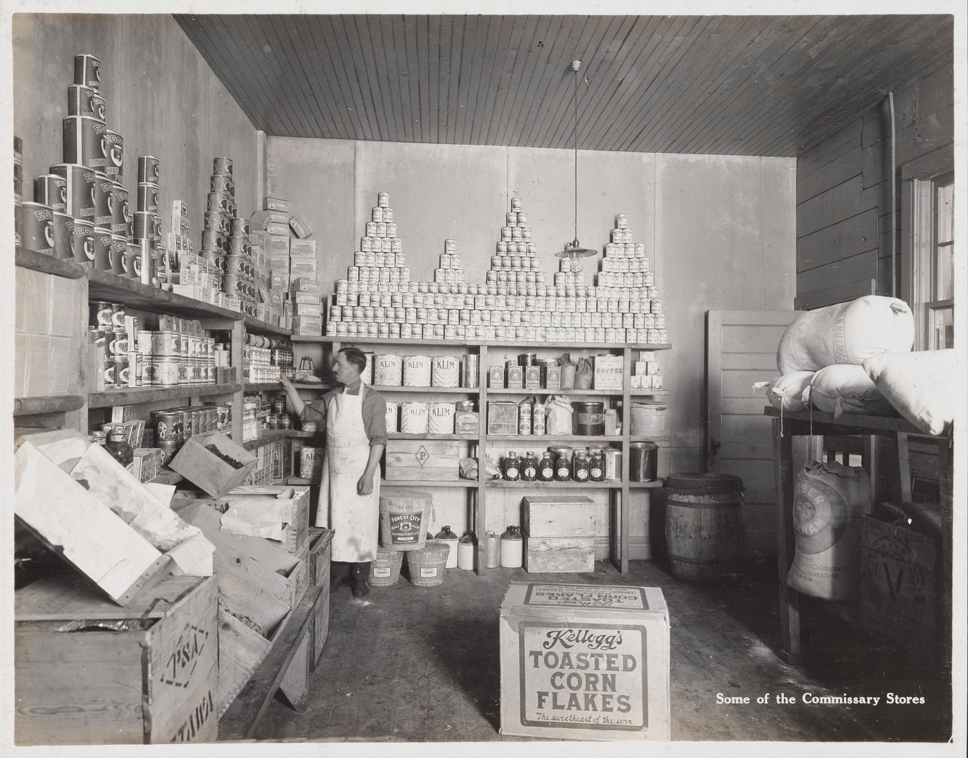 Interior view of commissary store at the Energite Explosives Plant No. 3, the Shell Loading Plant, Renfrew, Ontario, Canada