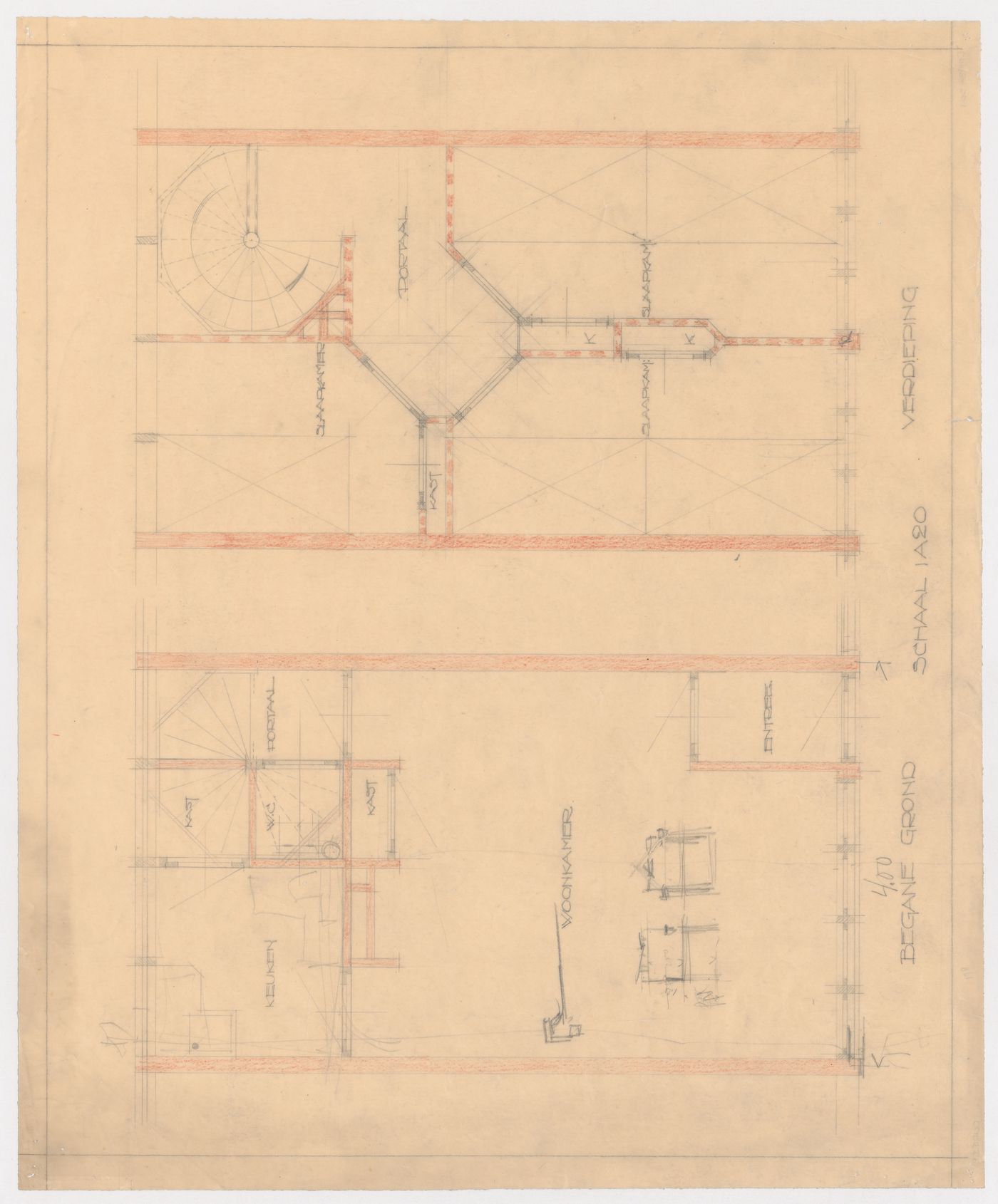 Ground and first floor plans for Kiefhoek Housing Estate, Rotterdam, Netherlands