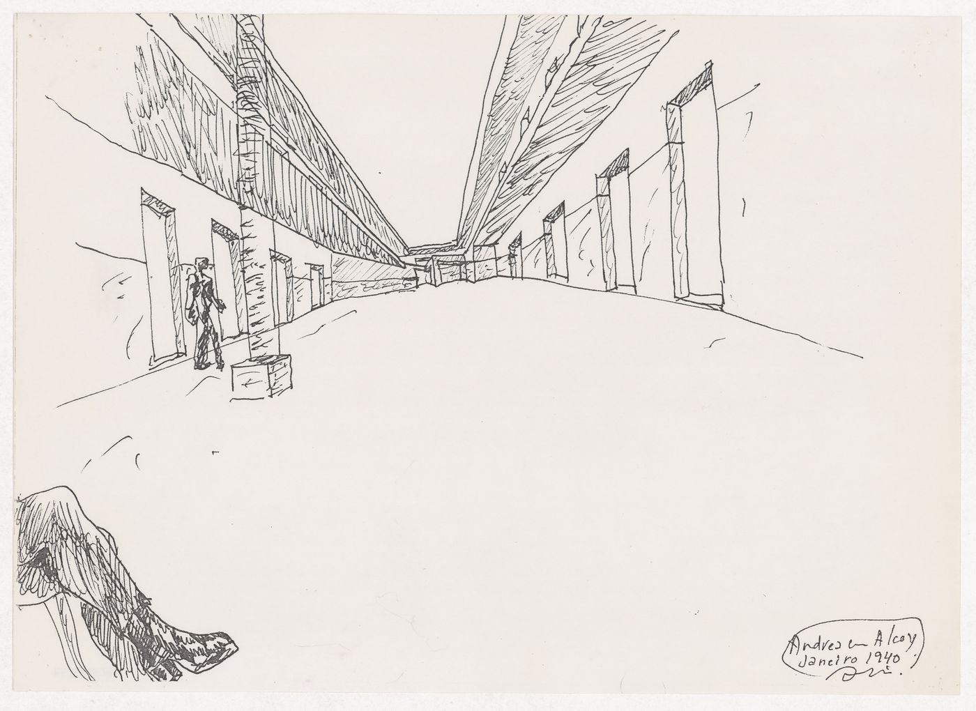 Sketch perspective for Escola Pré-primária e Primária, Alcoi, Spain