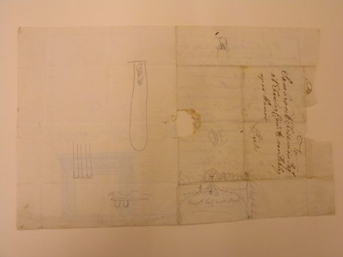 Proposal for salon room chimney piece at Fawley Court with letter