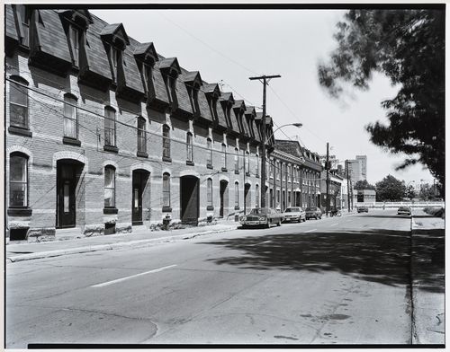 View of industrial housing on Mountain Street looking towards Wellington Street, Montréal, Québec