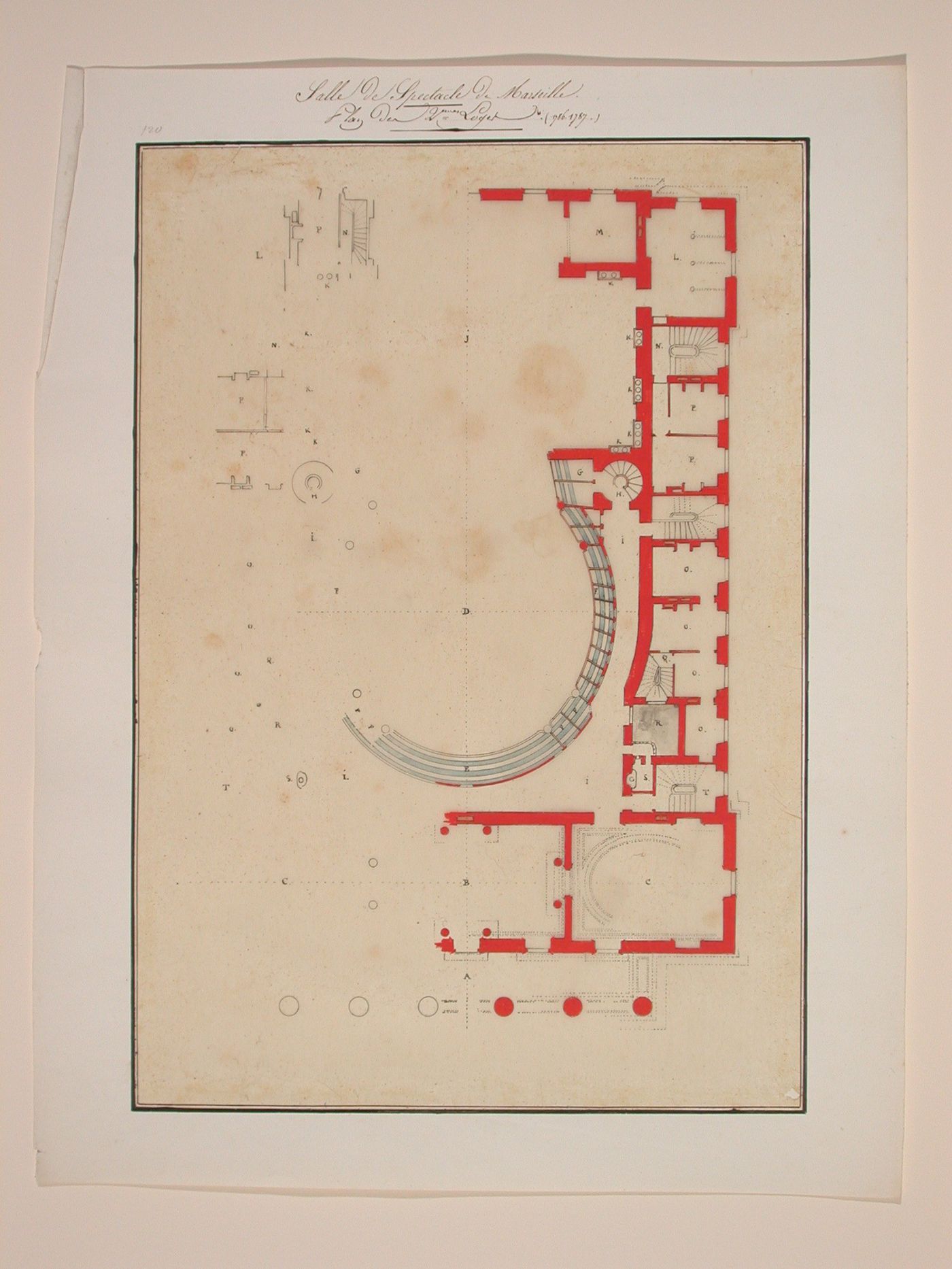 Plan of second loge level of the Grand Theatre de Marseille