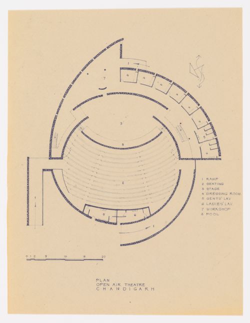Plan for the Open-air theater in sector 14 in Chandigarh, India