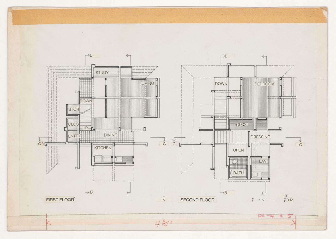 First and second floor plan for House VI, Cornwall, Connecticut