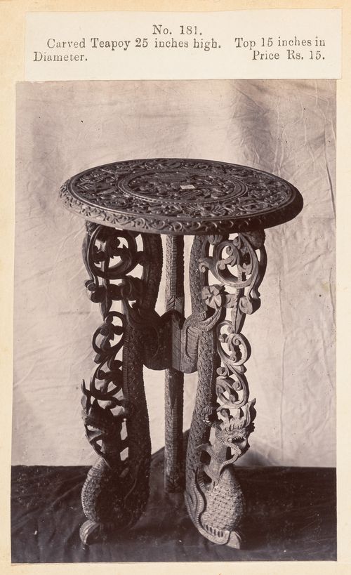 View of a table, F. Beato Limited, C Road, Mandalay, Burma (now Myanmar)