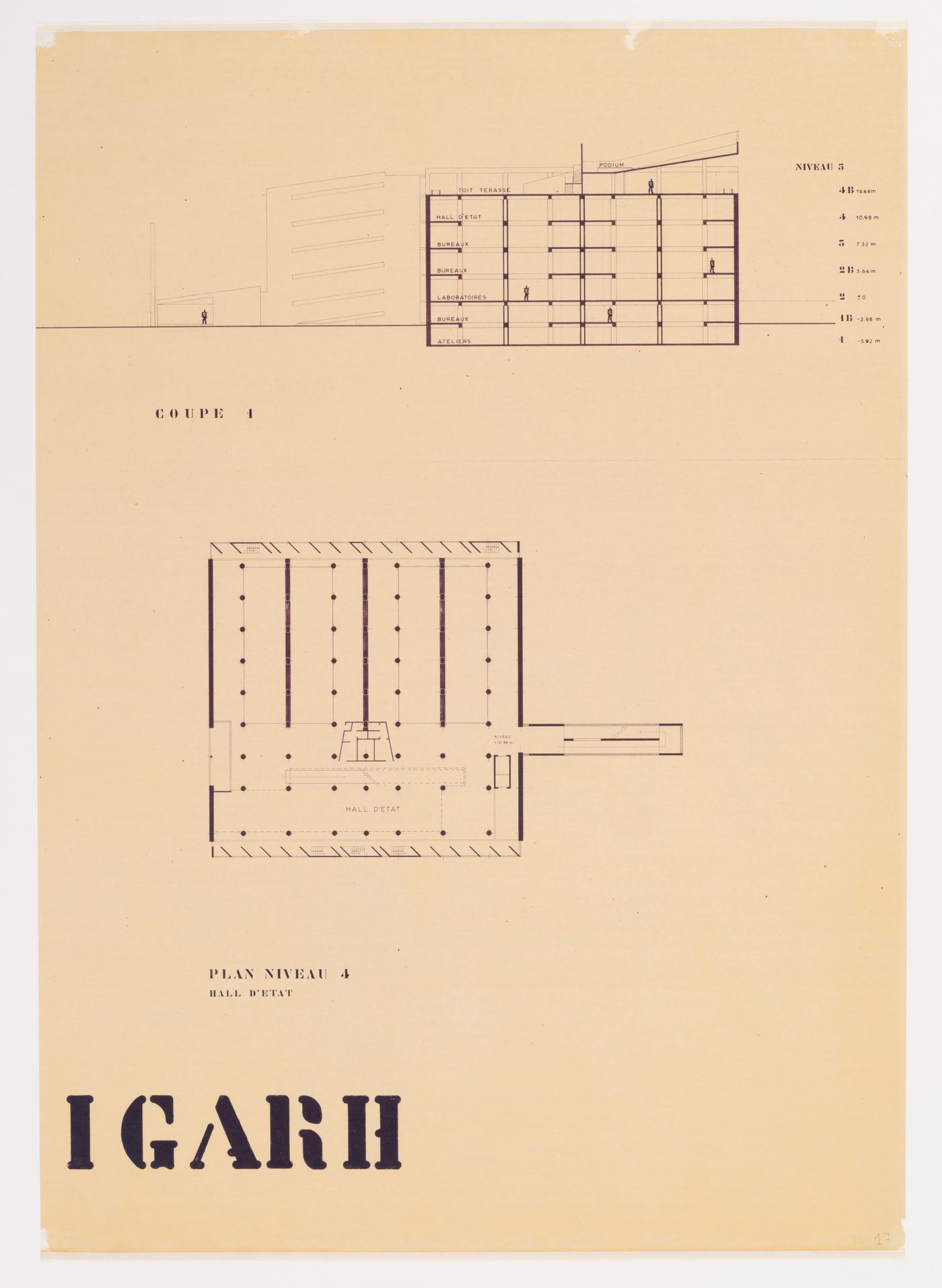 Presentation drawing for the Museum of Knowledge, Sector 1, in Chandigarh, India