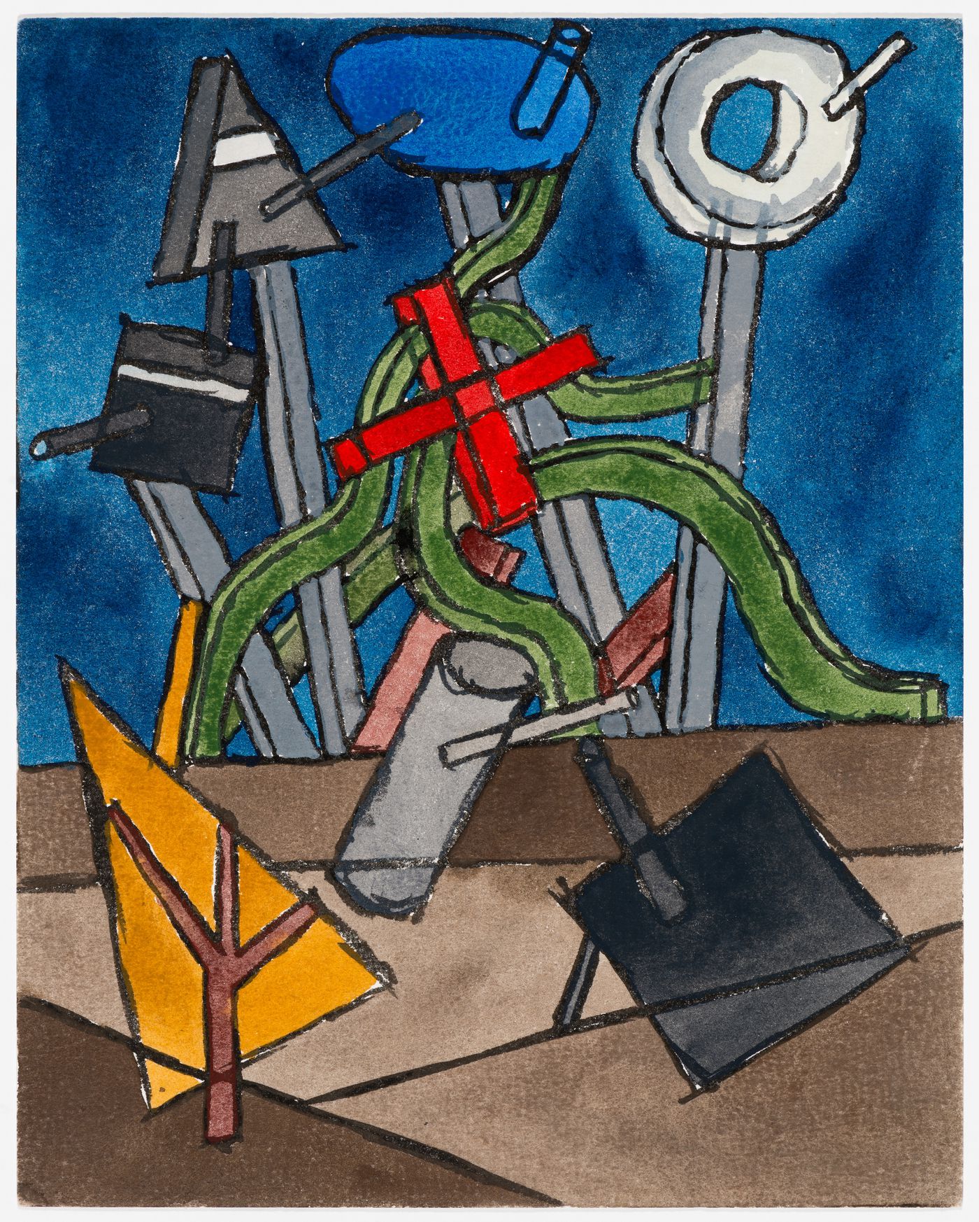 Painting for Berlin Night depicting structures for Braque, Gris, Beckmann and Leger