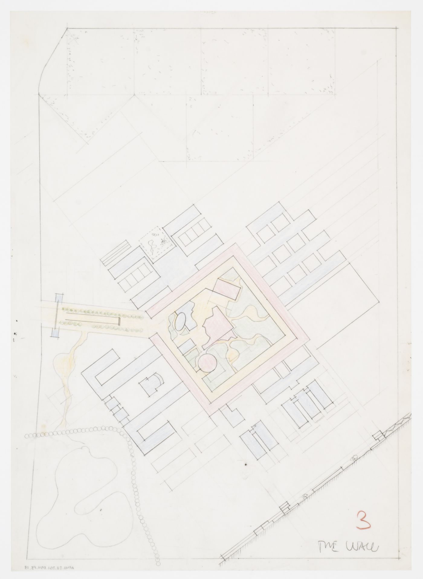 Bayer AG Headquarters, Monheim, Germany: alternative site plan 3, "The Wall"