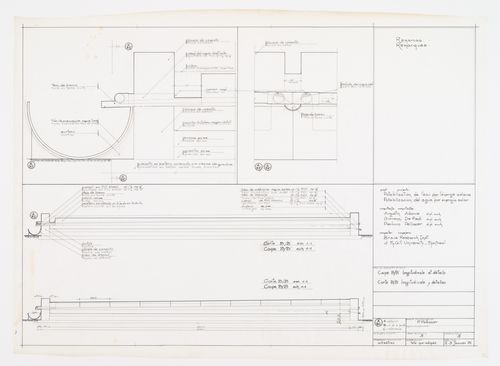Coupe longitudinale et détails, Distillateur d'eau saumâtre, Punta Canoas, Colombie