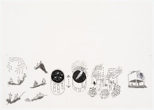 Marsham: sketches for seating, pools, flower pot and farmer's market