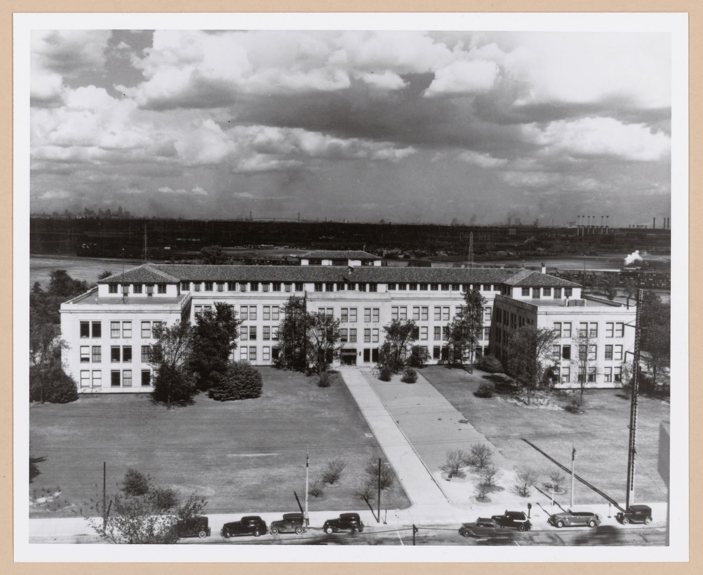 View of the principal façade of the Administration Building, Rouge River Plant, Ford Motor Company, 3000 Schaefer Road, Dearborn, Michigan