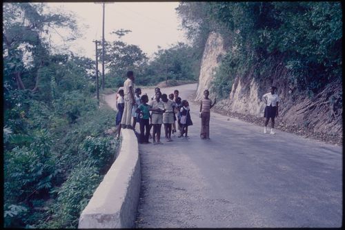 Group of children on a road, Jamaica