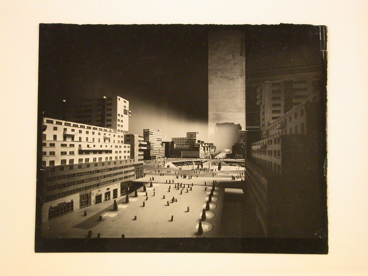 Detail of architectural model of Ventre & Aillaud's project city development