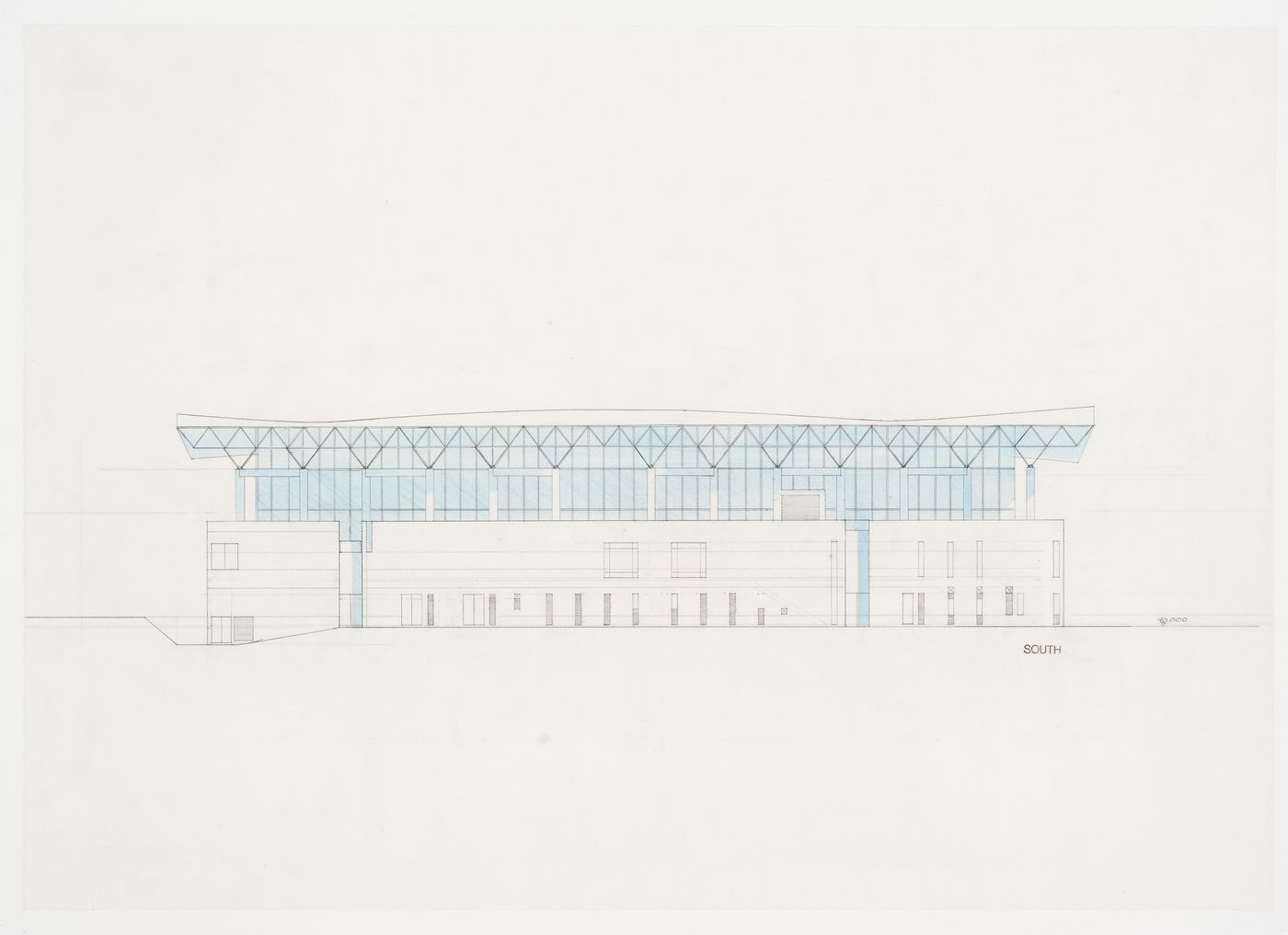 South elevation, Galaxy Toyama Gymnasium, Imizu, Toyama, Japan